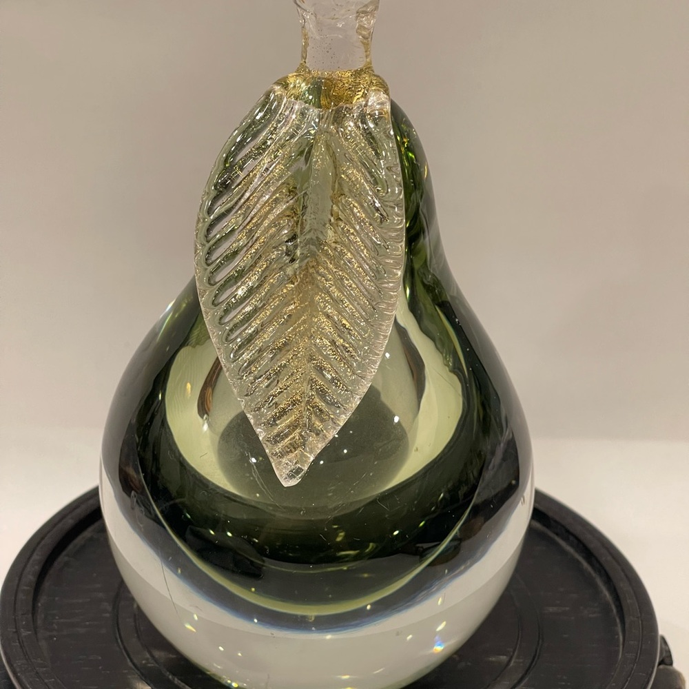 Alfredo Barbini Sommerso Gold Fleck Decor Murano Art ITALY Glass Pear Bookend - Picture 10 of 16